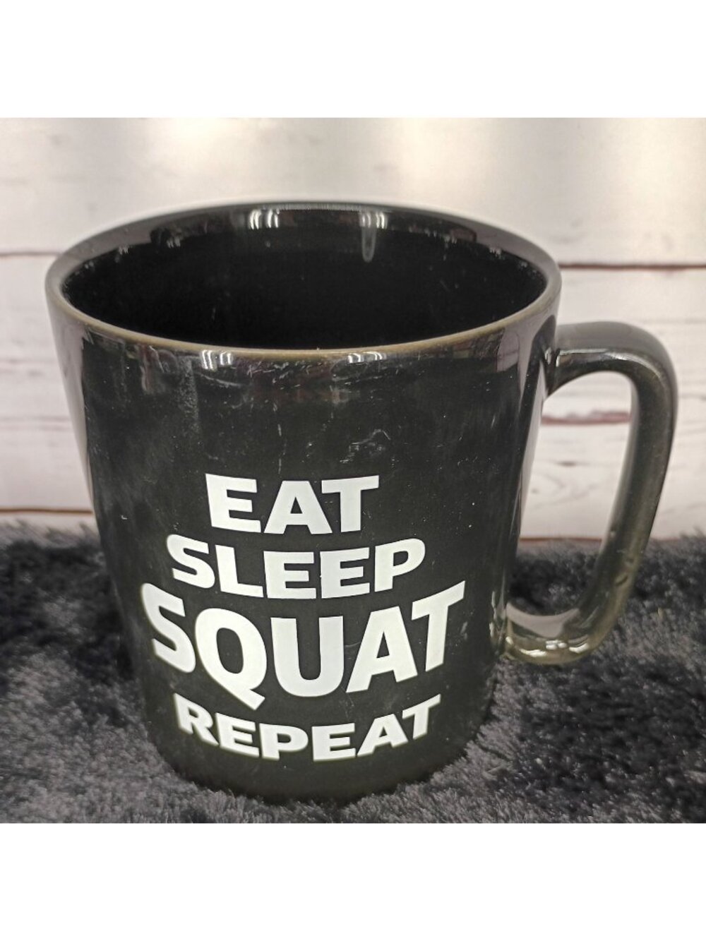 Eat Sleep Squat Repeat Black Ceramic Mug By The‎ Old Pottery Co. Fitness Gym14oz